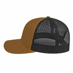Cap America Poly Cotton Trucker Cap with Mesh Back Embroidery - Caramel/Black - Right Side