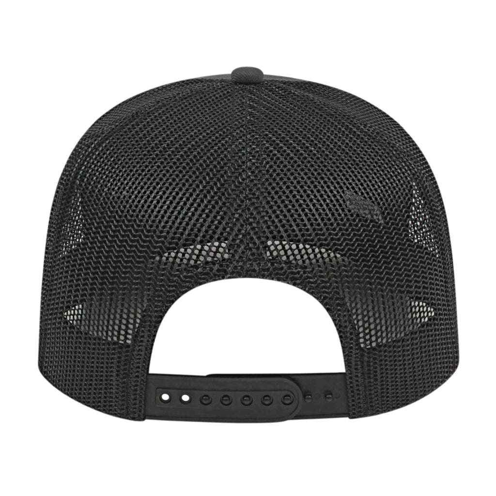 Cap America Poly Cotton Trucker Cap with Mesh Back Embroidery - Charcoal/Black - Back