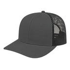 Cap America Poly Cotton Trucker Cap with Mesh Back Embroidery - Charcoal/Black - Front