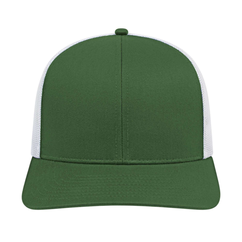 Cap America Poly Cotton Trucker Cap with Mesh Back Embroidery - Green/White - Front 2