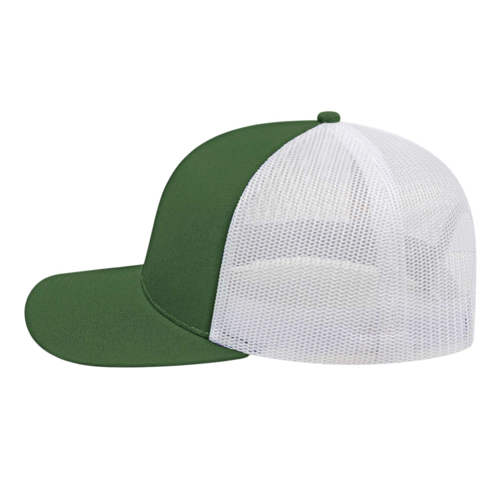 Cap America Poly Cotton Trucker Cap with Mesh Back Embroidery - Green/White - Right Side