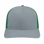 Cap America Poly Cotton Trucker Cap with Mesh Back Embroidery - Heater/Kelly Green - Front 2