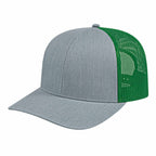 Cap America Poly Cotton Trucker Cap with Mesh Back Embroidery - Heater/Kelly Green - Front