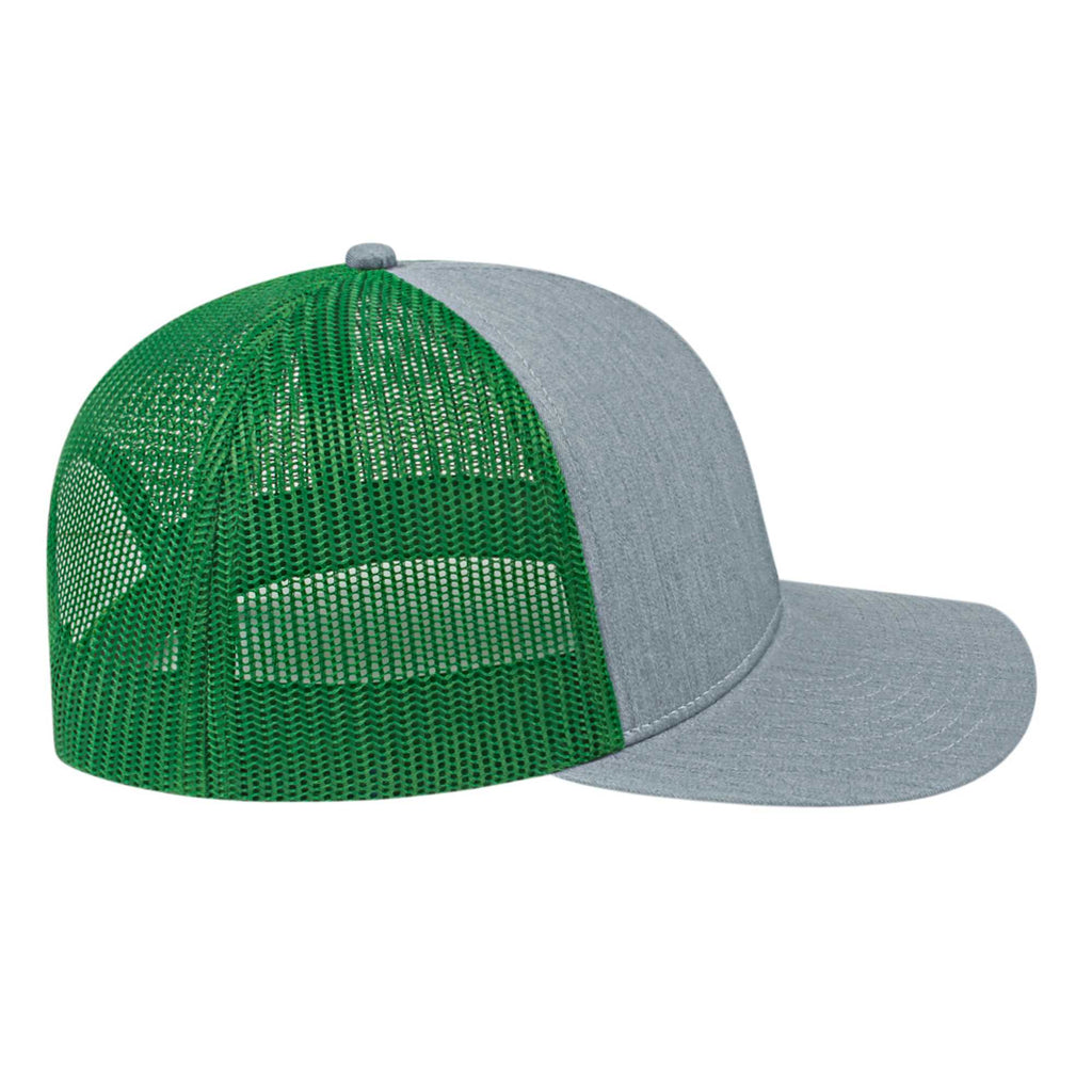 Cap America Poly Cotton Trucker Cap with Mesh Back Embroidery - Heater/Kelly Green - Left Side