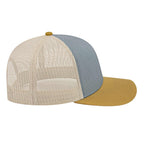 Cap America Poly Cotton Trucker Cap with Mesh Back Embroidery - Heather/Amber/Stone - Left Side