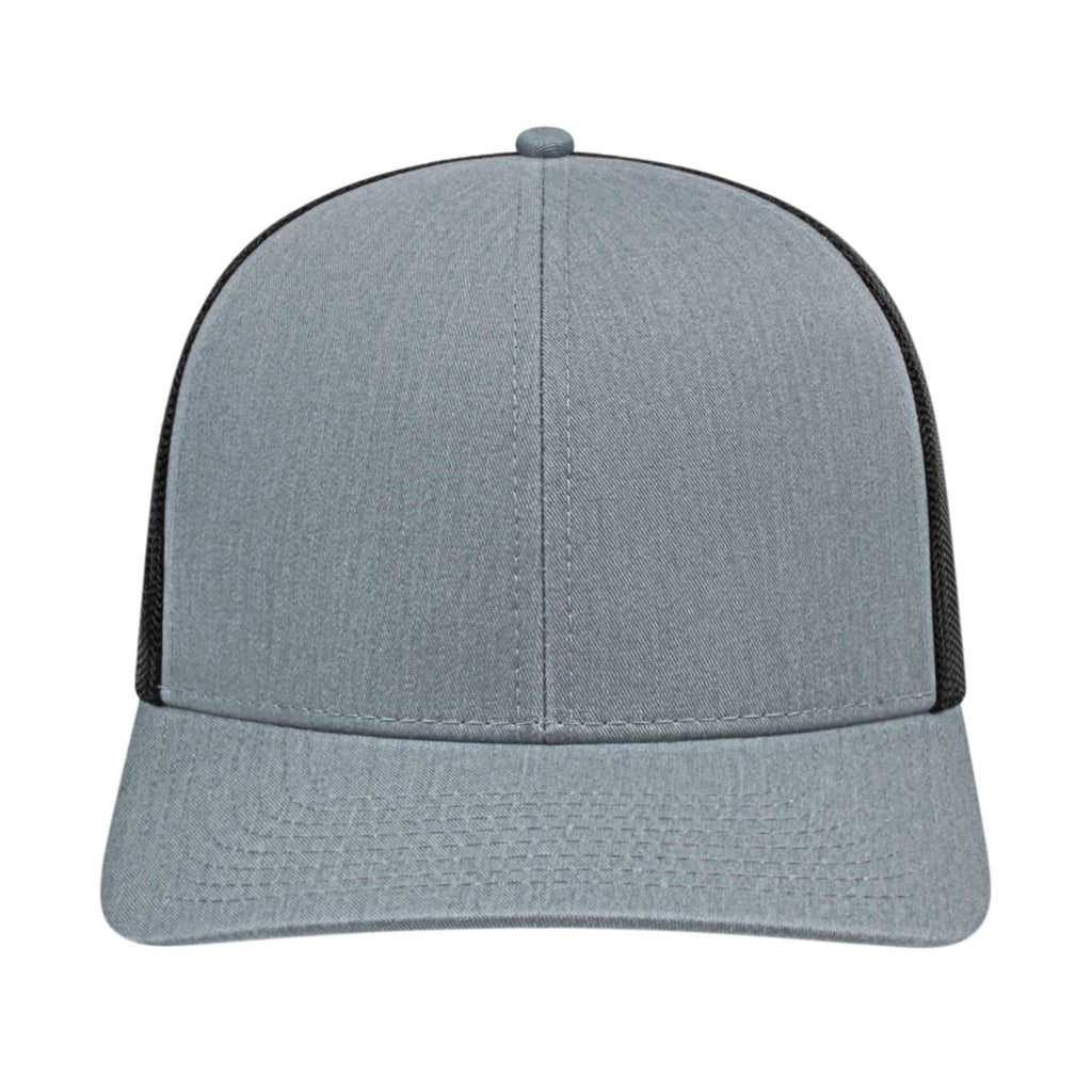 Cap America Poly Cotton Trucker Cap with Mesh Back Embroidery - Heather Black - Front 2