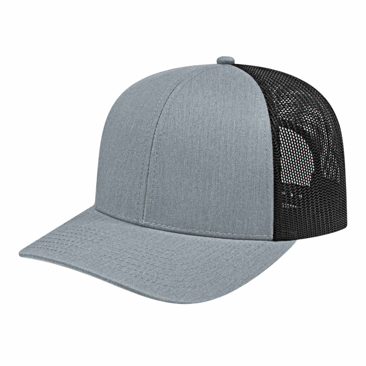 Cap America Poly Cotton Trucker Cap with Mesh Back Embroidery - Heather Black - Front