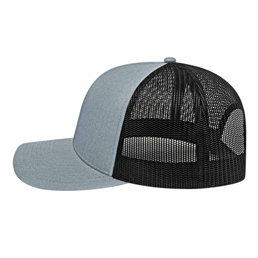 Cap America Poly Cotton Trucker Cap with Mesh Back Embroidery - Heather Black - Right Side