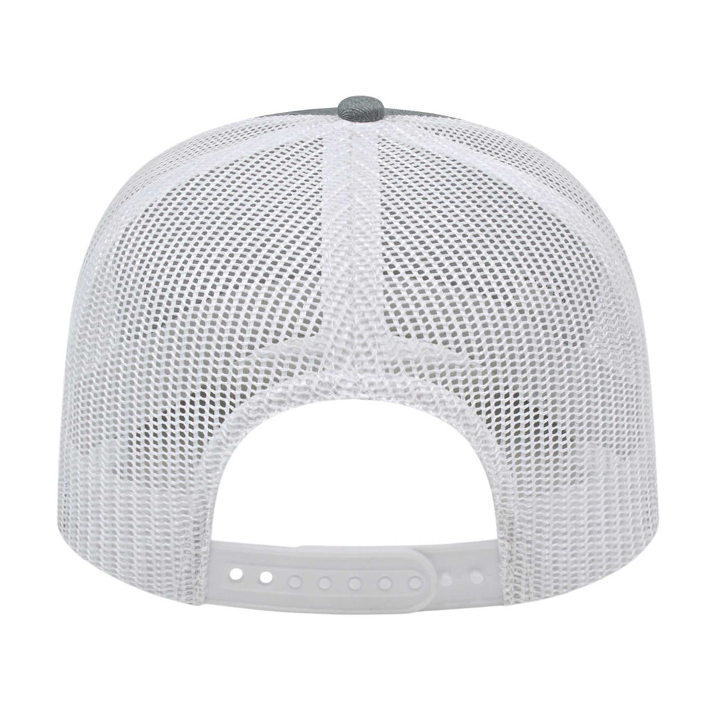 Cap America Poly Cotton Trucker Cap with Mesh Back Embroidery - Heather/White - Back