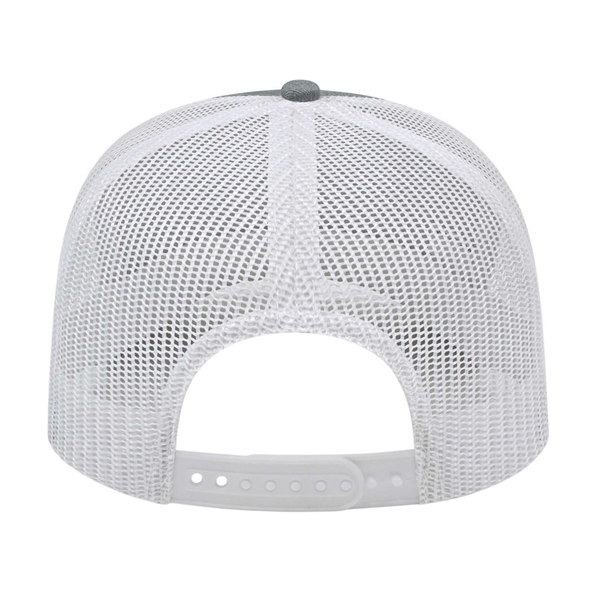 Cap America Poly Cotton Trucker Cap with Mesh Back Embroidery - Heather/White - Back
