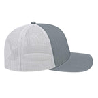Cap America Poly Cotton Trucker Cap with Mesh Back Embroidery - Heather/White - Left Side