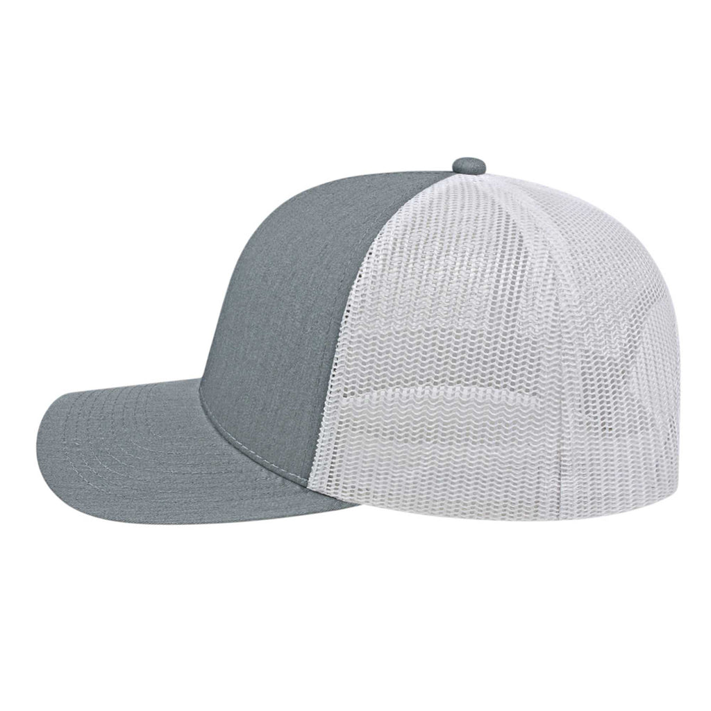 Cap America Poly Cotton Trucker Cap with Mesh Back Embroidery - Heather/White - Right Side