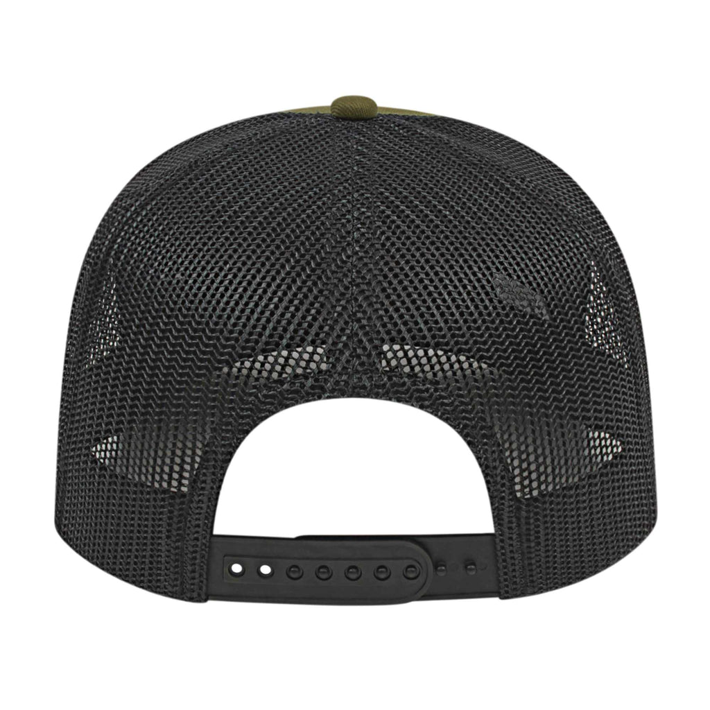 Cap America Poly Cotton Trucker Cap with Mesh Back Embroidery - Loden/Black - Back