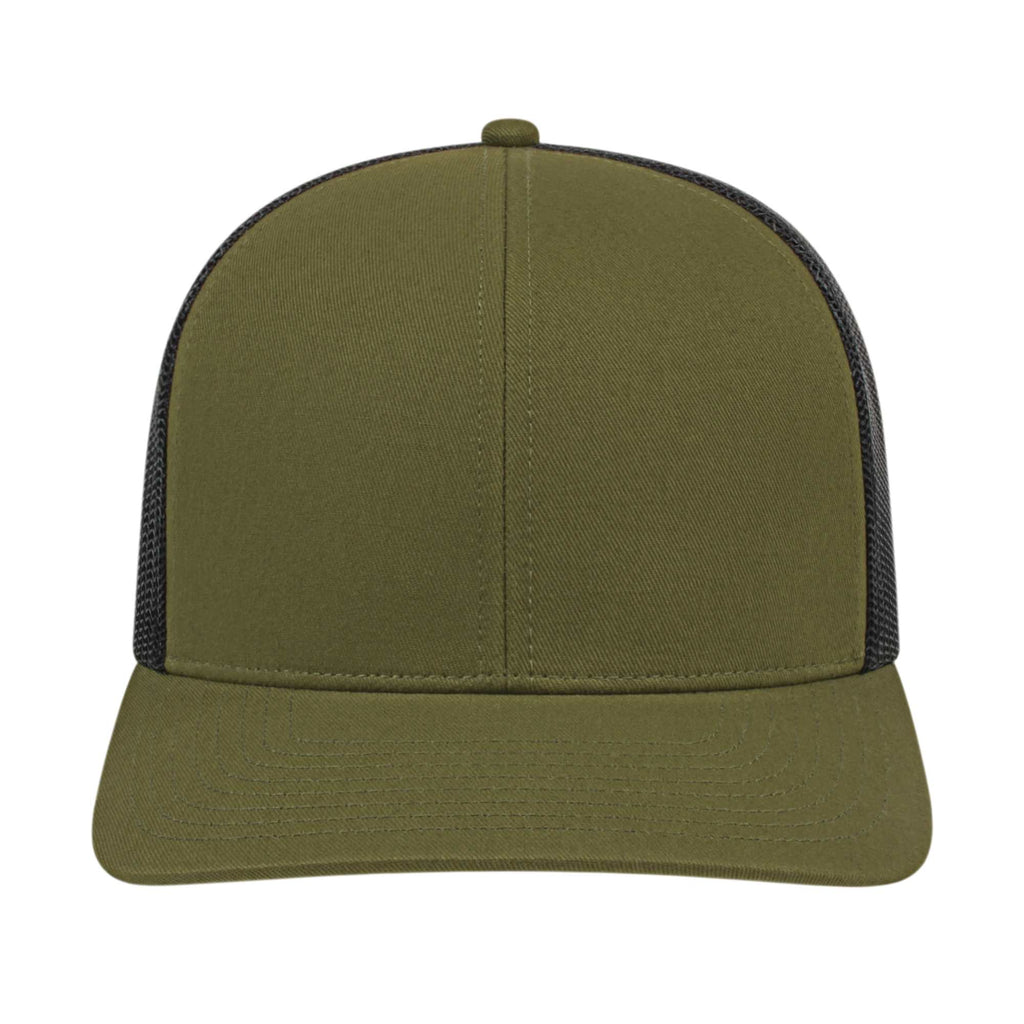 Cap America Poly Cotton Trucker Cap with Mesh Back Embroidery - Loden/Black - Front 2