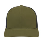 Cap America Poly Cotton Trucker Cap with Mesh Back Embroidery - Loden/Black - Front 2