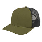 Cap America Poly Cotton Trucker Cap with Mesh Back Embroidery - Loden/Black - Front