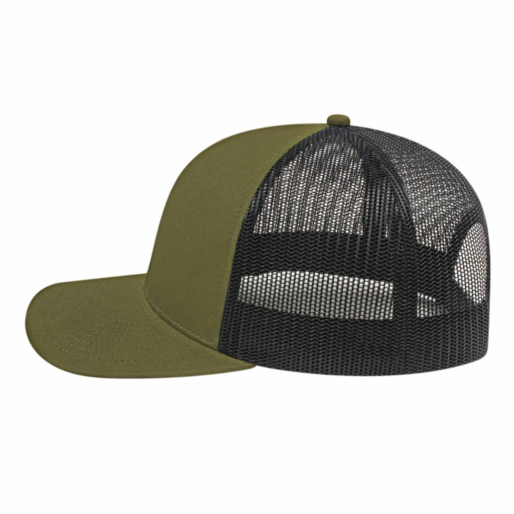 Cap America Poly Cotton Trucker Cap with Mesh Back Embroidery - Loden/Black - Right Side