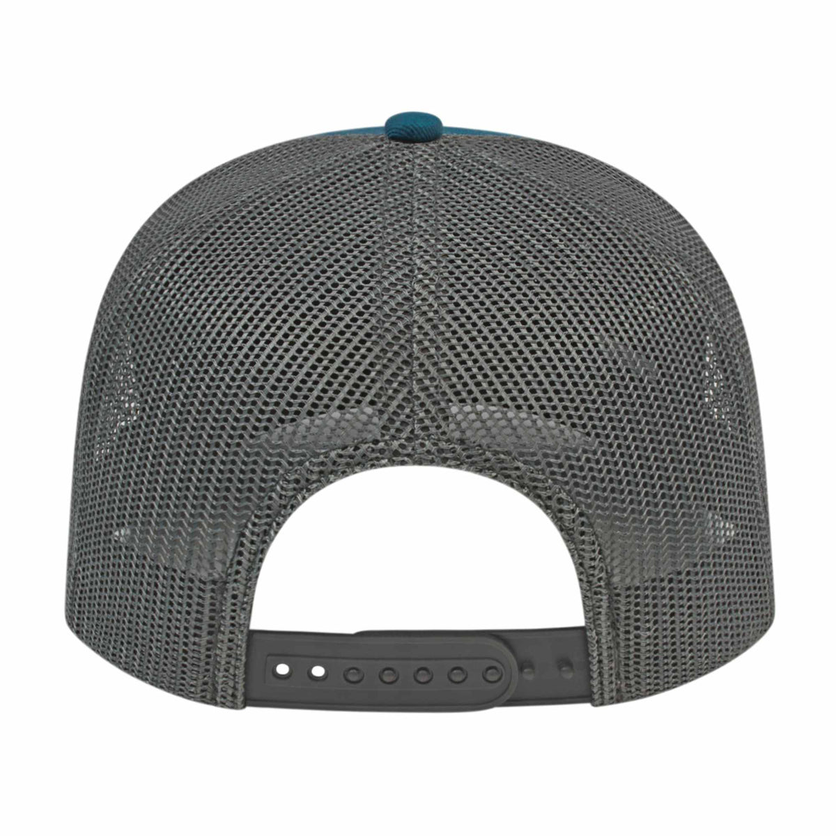 Cap America Poly Cotton Trucker Cap with Mesh Back Embroidery - Marine Blue/Charcoal - Back