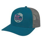 Cap America Poly Cotton Trucker Cap with Mesh Back Embroidery - Marine Blue/Charcoal - Front