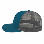 Cap America Poly Cotton Trucker Cap with Mesh Back Embroidery - Marine Blue/Charcoal - Right Side
