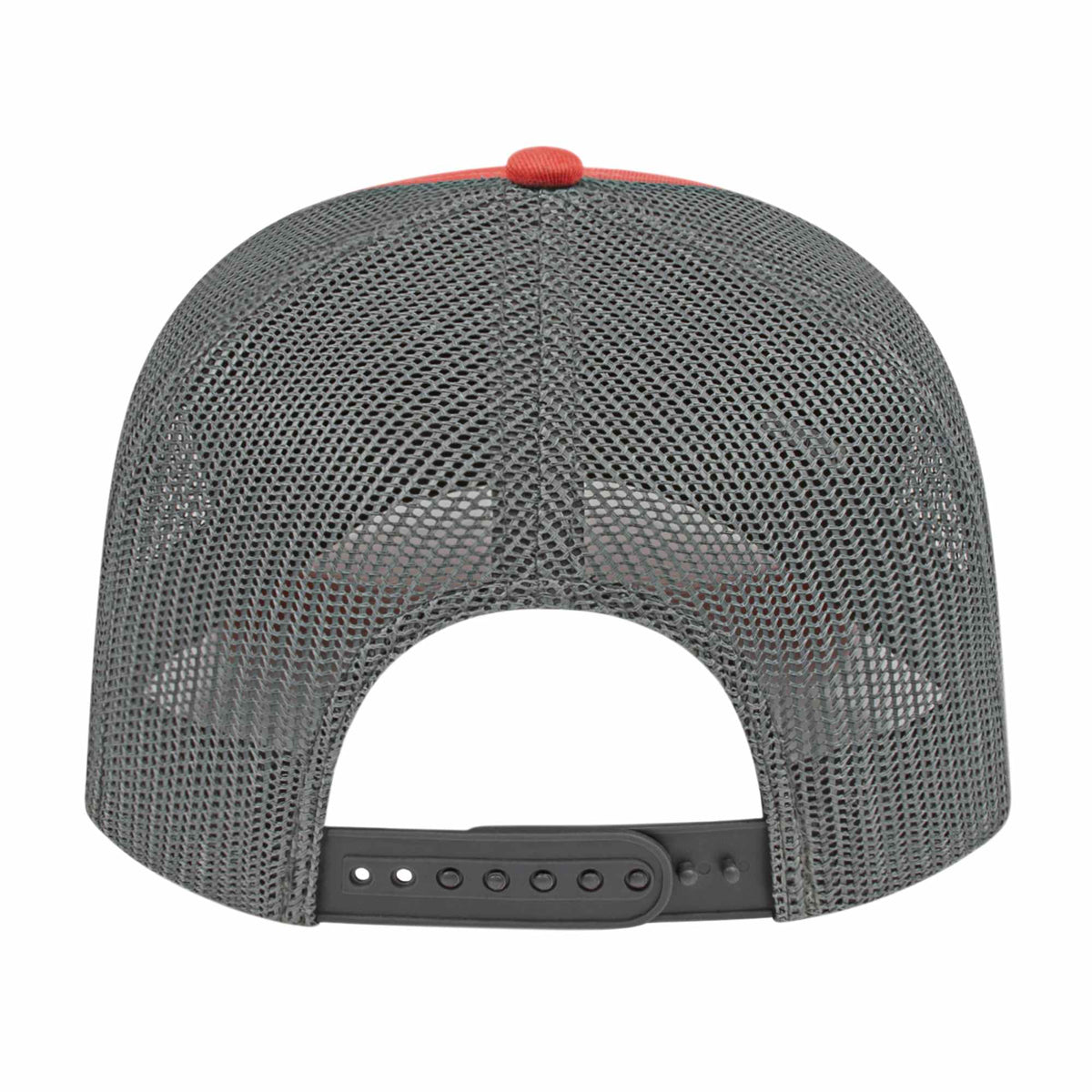 Cap America Poly Cotton Trucker Cap with Mesh Back Embroidery - Nantucket Red/Charcoal - Back