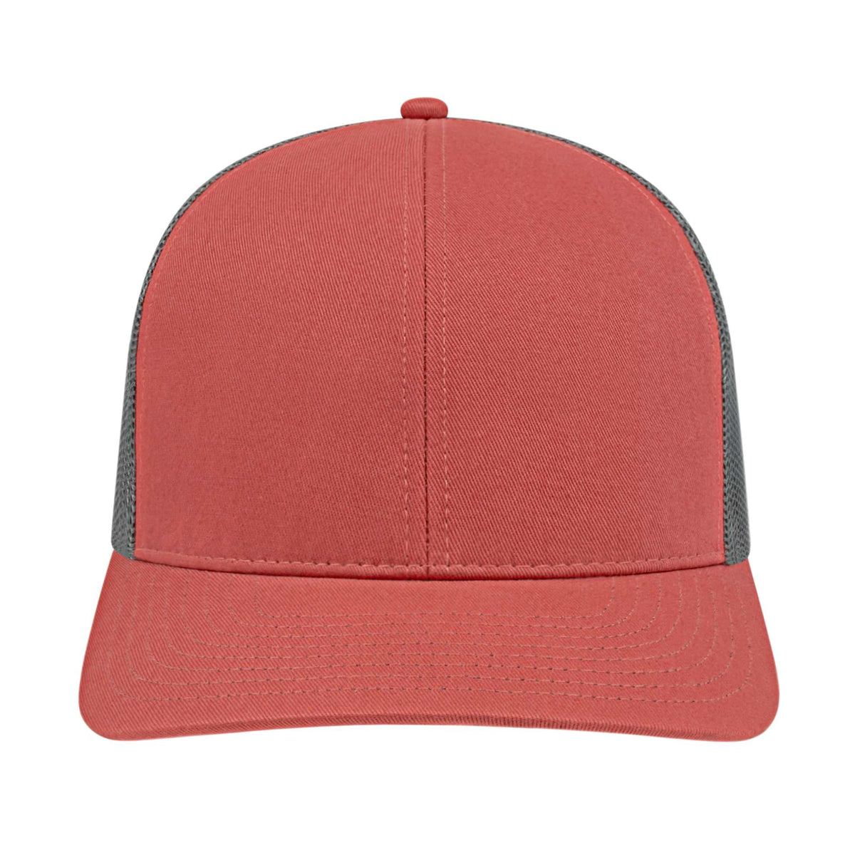 Cap America Poly Cotton Trucker Cap with Mesh Back Embroidery - Nantucket Red/Charcoal - Front 2