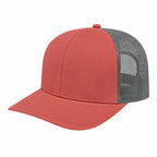 Cap America Poly Cotton Trucker Cap with Mesh Back Embroidery - Nantucket Red/Charcoal - Front