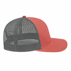 Cap America Poly Cotton Trucker Cap with Mesh Back Embroidery - Nantucket Red/Charcoal - Left Side