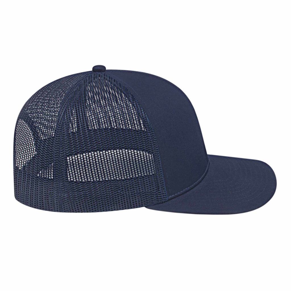 Cap America Poly Cotton Trucker Cap with Mesh Back Embroidery - Navy - Left Side