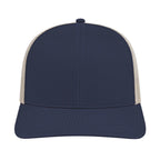 Cap America Poly Cotton Trucker Cap with Mesh Back Embroidery - Navy/Stone - Front 2