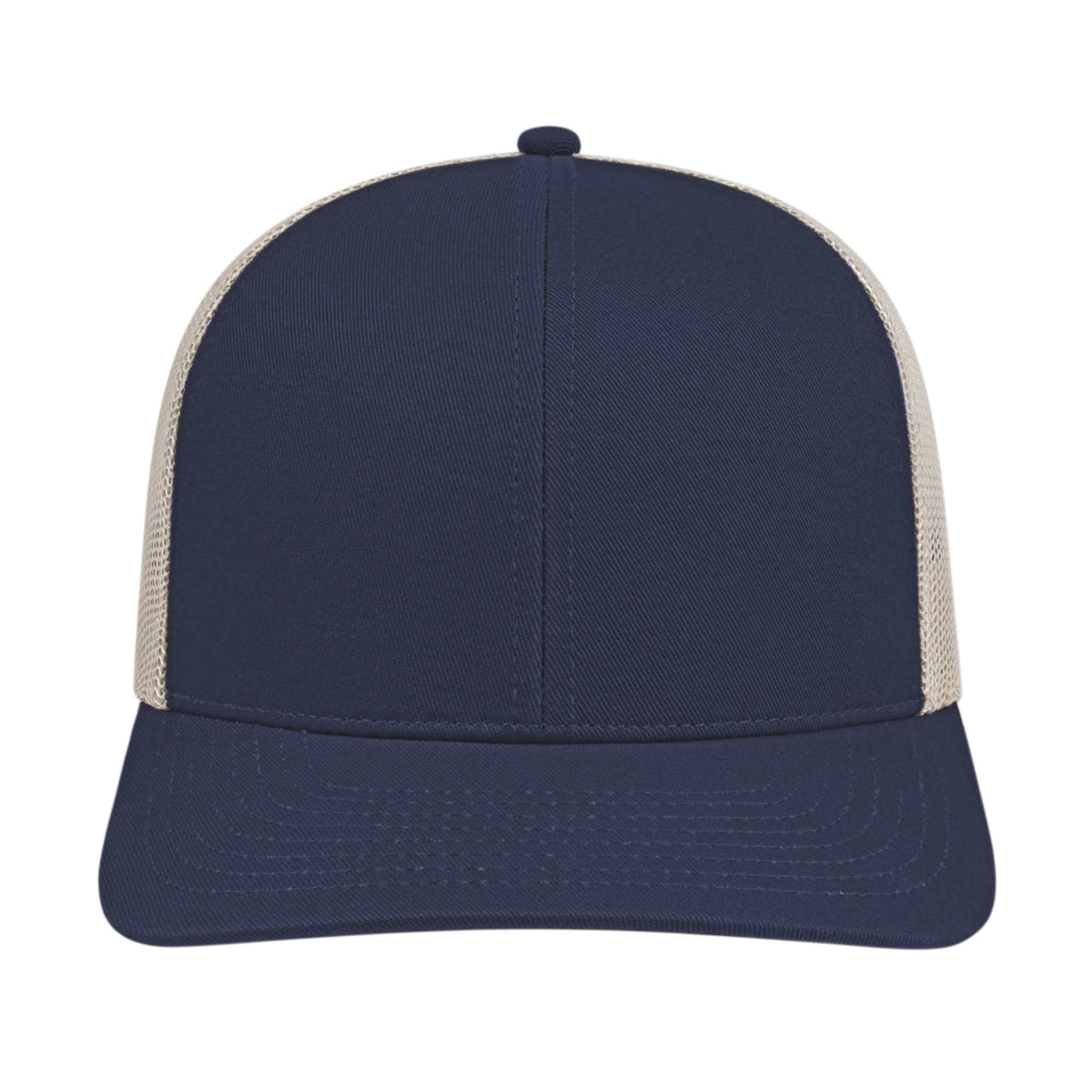 Cap America Poly Cotton Trucker Cap with Mesh Back Embroidery - Navy/Stone - Front 2