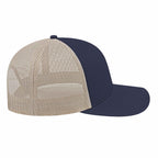 Cap America Poly Cotton Trucker Cap with Mesh Back Embroidery - Navy/Stone - Left Side