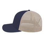 Cap America Poly Cotton Trucker Cap with Mesh Back Embroidery - Navy/Stone - Right Side