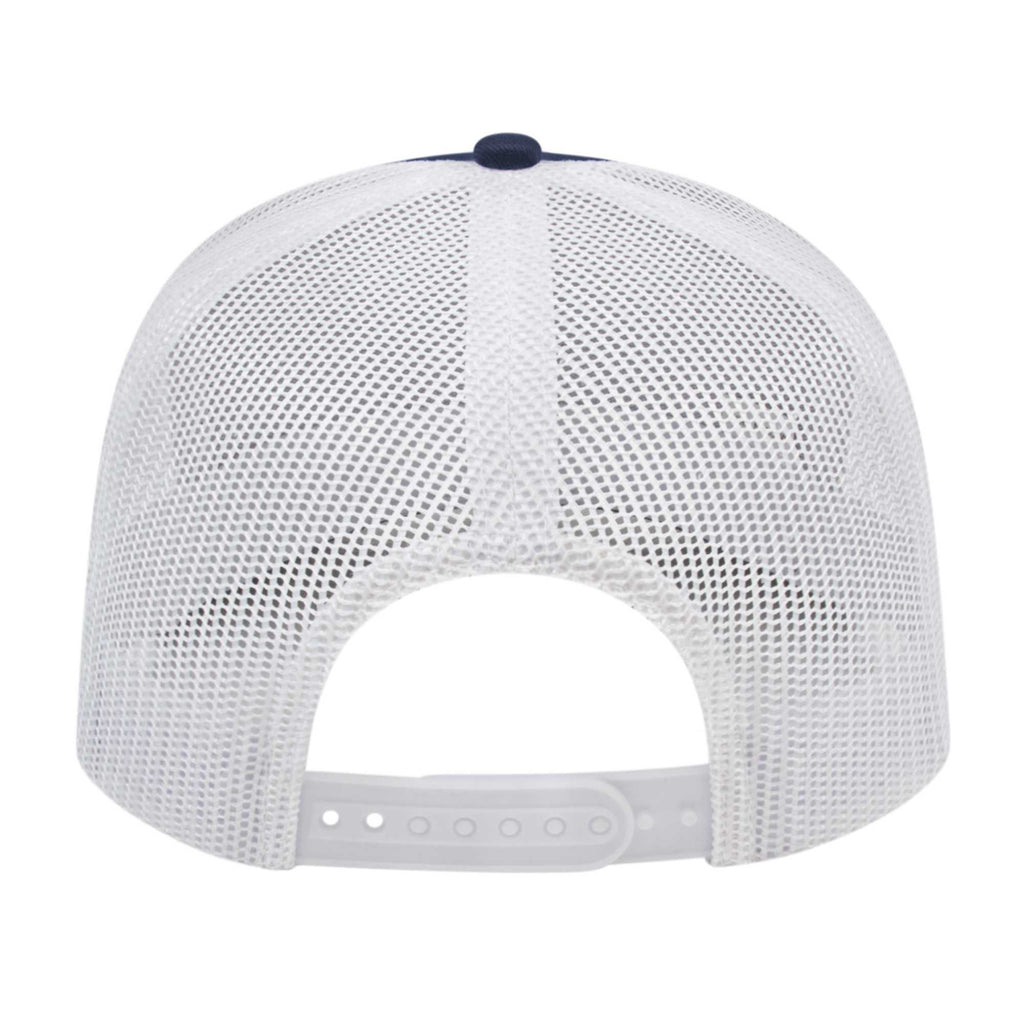 Cap America Poly Cotton Trucker Cap with Mesh Back Embroidery - Navy/White - Back