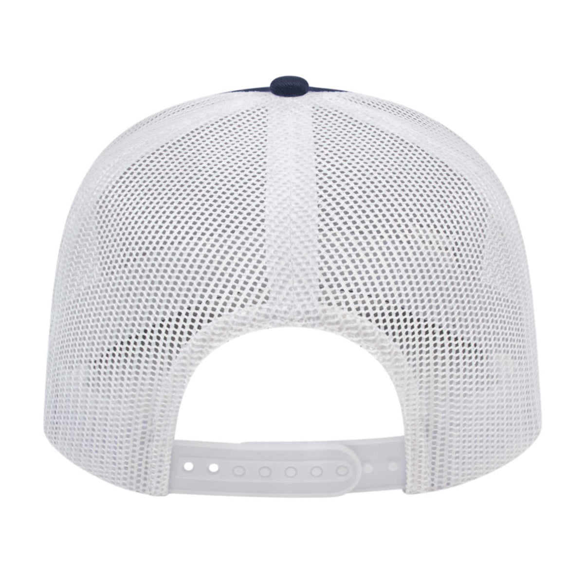 Cap America Poly Cotton Trucker Cap with Mesh Back Embroidery - Navy/White - Back