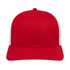 Cap America Poly Cotton Trucker Cap with Mesh Back Embroidery - Red/White - Front 2
