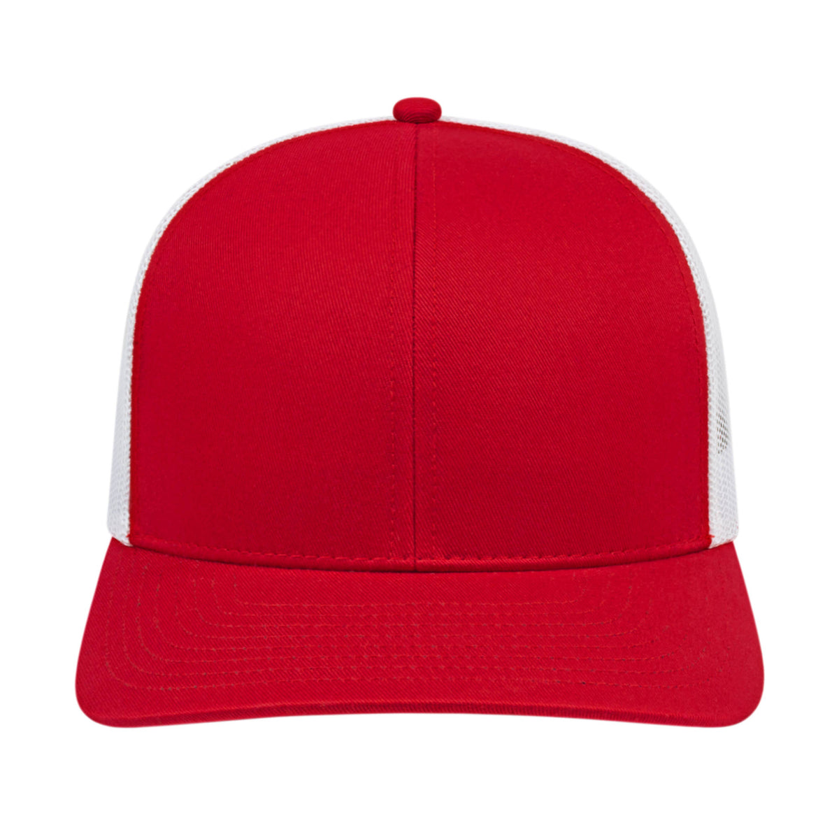 Cap America Poly Cotton Trucker Cap with Mesh Back Embroidery - Red/White - Front 2