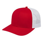 Cap America Poly Cotton Trucker Cap with Mesh Back Embroidery - Red/White - Front