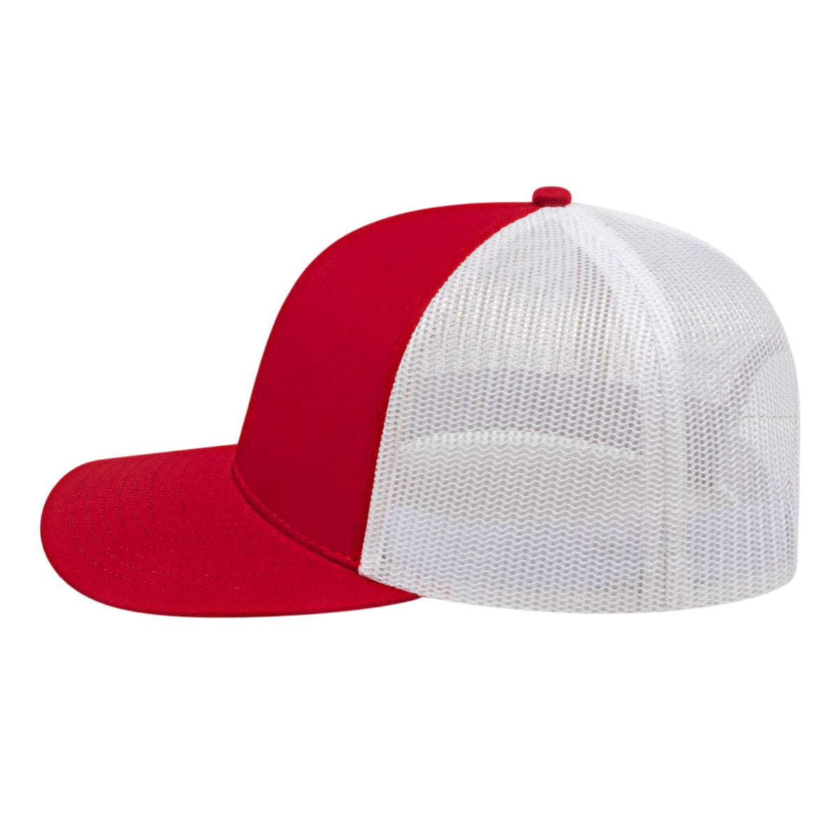 Cap America Poly Cotton Trucker Cap with Mesh Back Embroidery - Red/White - Right Side