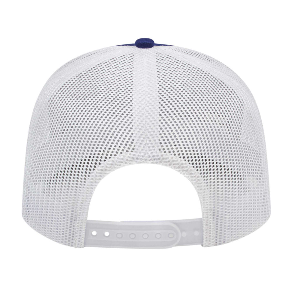 Cap America Poly Cotton Trucker Cap with Mesh Back Embroidery - Royal/White - Back