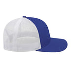 Cap America Poly Cotton Trucker Cap with Mesh Back Embroidery - Royal/White - Left Side