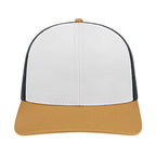 Cap America Poly Cotton Trucker Cap with Mesh Back Embroidery - White/Amber/Black - Photo 5