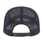 Cap America Poly Cotton Trucker Cap with Mesh Back Embroidery - White/Amber/Black - Photo