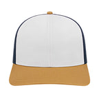 Cap America Poly Cotton Trucker Cap with Mesh Back Embroidery - White/Amber/Navy - Photo 5