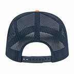 Cap America Poly Cotton Trucker Cap with Mesh Back Embroidery - White/Amber/Navy - Photo