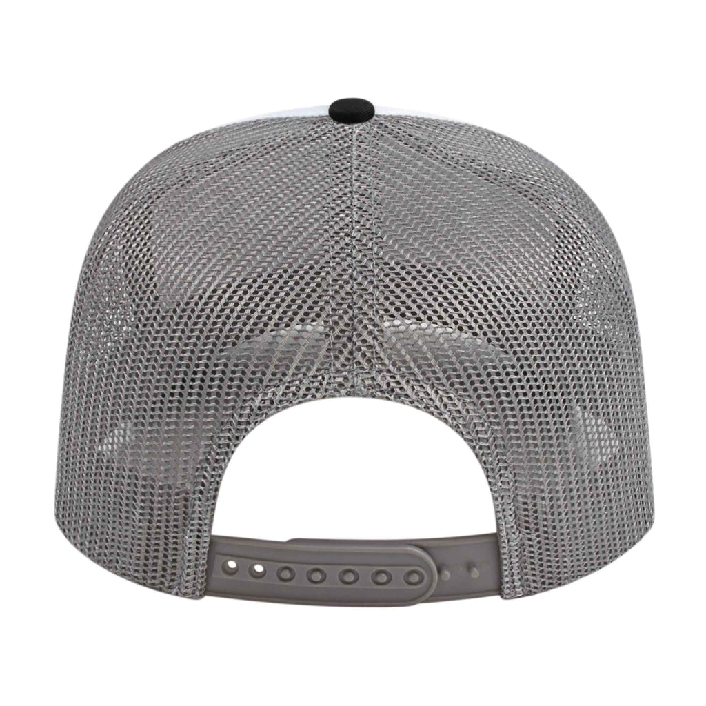 Cap America Poly Cotton Trucker Cap with Mesh Back Embroidery - White/Black/Gray - Back