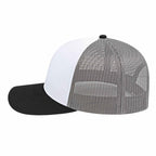 Cap America Poly Cotton Trucker Cap with Mesh Back Embroidery - White/Black/Gray - Right Side
