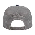 Cap America Poly Cotton Trucker Cap with Mesh Back Embroidery - White/Navy/Gray - Back