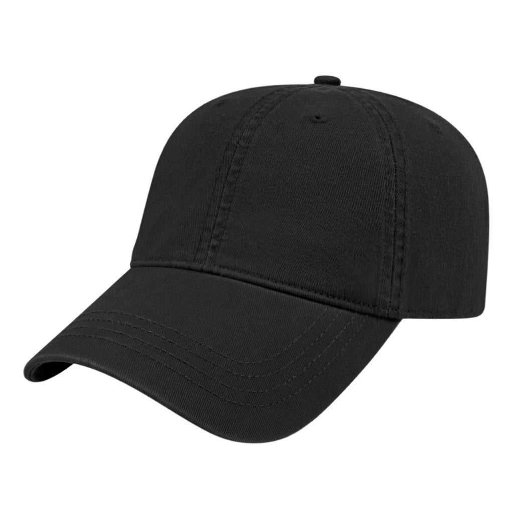 Cap America Relaxed Washed Chino Golf Cap Embroidery - Black - Front