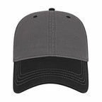 Cap America Relaxed Washed Chino Golf Cap Embroidery - Gray/Black - Front 2